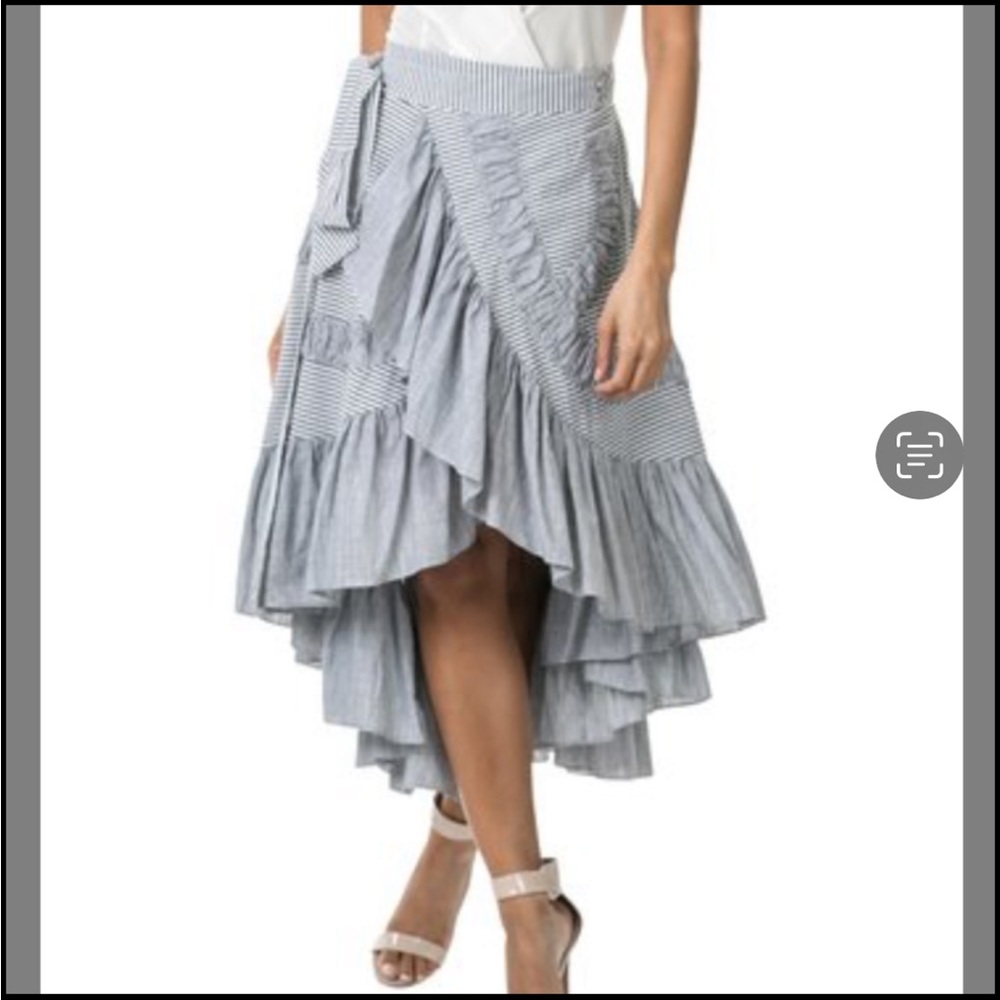 CQBYCQ Size Medium Gray/White Asymmetrical Wrap Midi Skirt